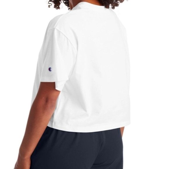 Champions Women's‎ Script Logo Cropped Tee White Small NWT - Picture 2 of 2
